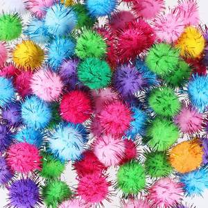 lot 18209 image: Oruola 100 Pcs Mini Pompoms for Crafts, Multicolor Craft Pom Poms, 0.6-0.8 Inch Glitter Pom Poms, Pompoms for Crafts DIY Art Creative Decorations Cat Toys, Children Gift