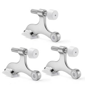 lot 18211 image: Azureal Door Stopper Hinge 3P, Adjustable Heavy Duty Hinge Door Stopper, 2-12 x 1-34 Hinge Pin Door Stop with White Rubber Bumper Tips, Satin Nickel