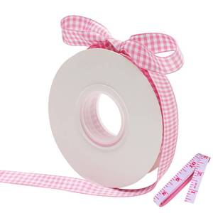 lot 18234 image: Pink Buffalo Gingham Ribbon - 58 x 25 Yards, Woven Edge Polyester, Perfect for Crafts, Hair Accessories, Gift Wrapping