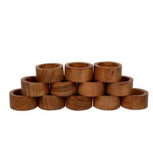 lot 18246 image: SAMHITA Handmade Acacia Wood Napkin Ring Set of 12 for Dining, Anniversary, Birthday, Christmas  Napkin Ring for Home and Kitchen D�cor