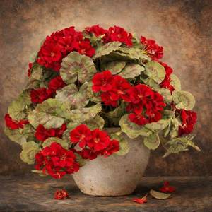 lot 18251 image: Florispera Artificial Geranium Flowers for Outdoors, 4 Bundles Real Touch Silk, UV Resistant Fake Plants for Pots, Porch, Patio and Garden Decor (Vase Not Included)