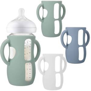 lot 18256 image: BUSOHA 3 Pack Silicone Sleeves for Avent Baby Bottles - Anti Breakage Baby Bottle Holder with Handle, Compatible with Avent Natural Glass Baby Bottles, 8 OZ