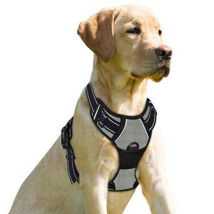 lot 18258 image: BARKBAY No Pull Dog Harness Front Clip Heavy Duty Reflective Easy Control Handle for Large Dog Walking(Flint Gray,L)