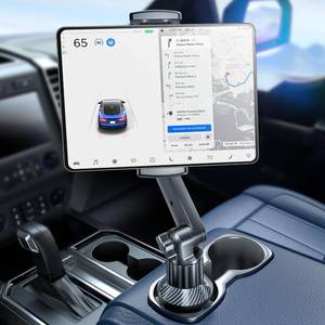lot 19001 image: eSamcore Tablet Holder for Car, for iPad Stand Cup Holder Car Mount with 1.57 Depth Large Clamp 15 Height Adjustable Tab Mount Holder for 6-12.9 Cell Phone iPhone Travel iPad Accessories