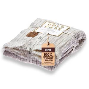 lot 19002 image: GOLD CASE Throw Blanket for Couch - 100% Recycled Turkish Cotton Blankets & Throws - Vintage Soft Throw Blankets for Living Room - Boho Decorative Woven Couch Blanket - 60x80 - Beige