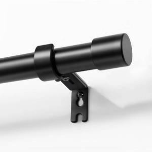 lot 19003 image: Joydeco Black Curtain Rod for Windows 32 to 144 inch, 1 inch Diameter Adjustable Curtain Rod with Aluminium End Cap for Bedroom, Living Room, Sliding Glass Door