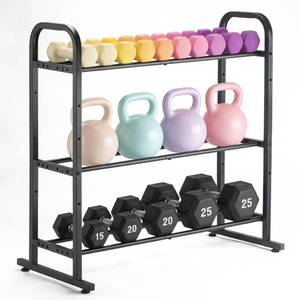 lot 19006 image: 3-Tier Adjustable Dumbbell Rack, Holds 450 Lbs Total, Multi-Purpose Storage Stand for Dumbbells, Kettlebells&Weight Plates - Space Saving Home Gym Organize