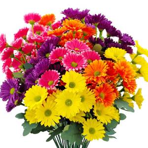 lot 19012 image: Mutcolor 8 Bundles Artificial Silk Daisy Flower Fake Outdoor Bouquet Artificial Bulk Bouquet UV Protection for Garden Front Porch Planter Home Indoor Table Top Vase Decoration (Multi-Color)