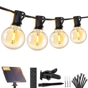 lot 19019 image: Brightever 25FT Solar String Lights Outdoor Waterproof, G40 Solar Lights with Remote and 101 LED Shatterproof Globe Bulbs, Dimmable&3 Lighting Modes, Solar Power Patio Lights for Balcony Garden Porch
