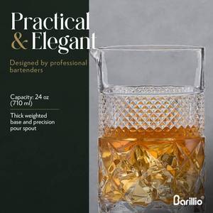 lot 19941 image: barillio 24 Oz Crystal Cocktail Mixing Glass  Seamless Lead-Free Crystal, Weighted Base Stirring Pitcher