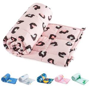 lot 19949 image: Sivio Weighted Blanket - 100% Cotton Heavy Blanket 7lbs, 41 x 60 inches, Washable Breathable Soft Throw Blanket with Glass Beads, Pink Leopard