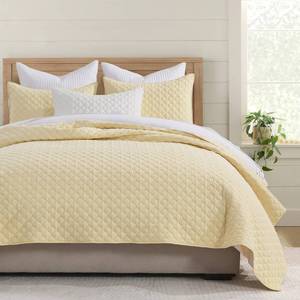 lot 19979 image: HORIMOTE HOME Quilt King Size Light Yellow, Lightweight Quilt for Summer, Ultra-Soft Microfiber Modern Style Quilted Clouds Pattern Bedspread Quit Set 3 Pieces(1 Quilt and 2 Pillow Shams)