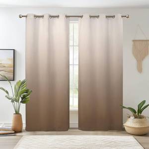 lot 19986 image: Renaiss Brown Ombre Blackout Curtains, Gradient Color Thermal Insulated Window Curtain for Living Room, Polyester Grommet Top Window Drapes for Bedroom (53W x 84L  2 Panels Per Set)