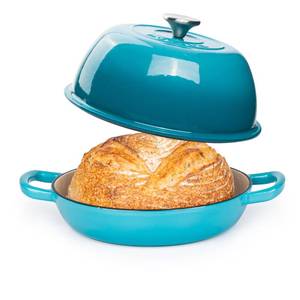 lot 19996 image: Enamelled Cast Iron Dutch Oven Pot �� Dutch Oven For Sourdough Bread Baking �� Cast Iron Bread Pot �� Blue, 6 Quarts, 26cm �� by Nuovva