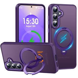 lot 20003 image: PuyaTeya 360° Spin Magnetic Ring Stand for Samsung Galaxy S25 Case, Military-Grade Drop and Shock, Supports Magnetic Charging, Translucent Matte Phone Case for Samsung S25 (Matte Purple)