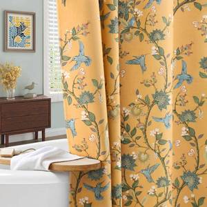lot 20016 image: NDDYCU Mustard Yellow Cotton Floral Shower Curtain,Vintage Anthropologie Shower Curtains for Bathroom,72Wx84H