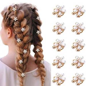 lot 20440 image: 10 Pcs Pearl Mini Claw Clips Daisy Floral Hair Clips, Sweet Artificial Bangs Clips Decorative, Decorative Hair Accessories for Women and Girls