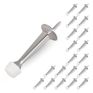 lot 20441 image: HOMOTEK 20 Pack Heavy Duty Solid Rigid Door Stop with Soft Rubber Tip, Zinc Die Cast Door Stopper Protect Wall & Door, Satin Nickel