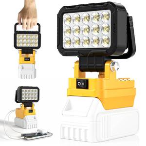 lot 20447 image: 6000 Lumen 40W LED Work Light Compatible with Dewalt 20V Max Battery, Cordless Jobsite Flood Light with Dual USB-A Charging Ports, Bright Portable Outdoor Flashlight (Battery Not Included)