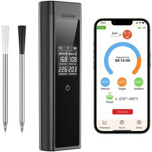 lot 20451 image: Smart Wireless Meat Thermometer Digital, 2 Probes, Advanced Bluetooth Food Thermometer for Cooking, IP67, Real-Time Monitoring & Smart Alerts with APP for BBQ, Grill, Oven, Smoker, Kitchen Gifts