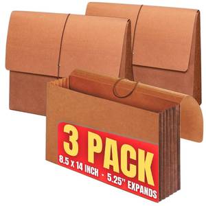 lot 20453 image: 1InTheOffice Expanding File Wallet with Flap and Cord Closure, 5-14 Expansion, Legal Size (3 Pack)