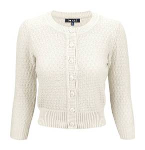 lot 20460 image: YEMAK Cute Pattern Cropped Daily Cardigan Sweater Vintage Inspired Pinup,Ivory,Small
