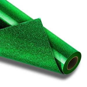 lot 20463 image: VinylRus Green Glitter HTV Heat Transfer Vinyl Roll-12 x 10ft Green Glitter HTV Vinyl for T-Shirt Clothing Bags,Glitter Iron on Vinyl for All Cutter Machine - Easy to Cut and Weed
