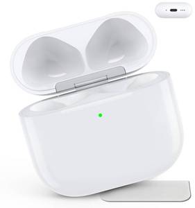 lot 20466 image: Wireless Charging Case Compatible with AirPods 4, Replacement Case for AirPods 4, Bluetooth Pairing Sync Button, Includes Gray Microfiber Cleaning Cloth, Earbuds Not Included(USB-C Port)