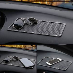 lot 20470 image: DBlosp Anti-Slip Car Dash Grip Pad for Cell Phone, Keychains, Sun Glasses,Stand,New Handmade Crystal Rhinestone Mat for Navigation Cell Phone 11.5 x 6 inch (Black)