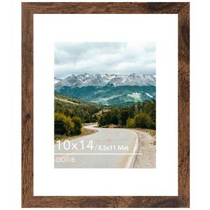 lot 20474 image: QOTIB 10x14 Picture Frame Deep Brown for 30 x 40cm Diamond Art Painting, Wood 10x14 Frame with 8.5x11 Mat for Wall Mounting, 30x40 cm Frame with Shatter-Resistant Plexiglass, Deep Brown, 1 Pack