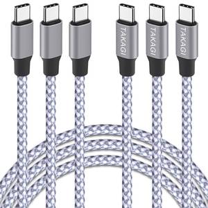 lot 20486 image: USB C to USB C Cable,Type C Charger Fast Charging Cable 60W 3ft 3Pack Nylon Braided Data Sync USB C Cable for iPhone 17 16 15 Pro Max,PlusiPad Mini 6,Pro 12.9MacBook ProAir 45Galaxy S25S24S23