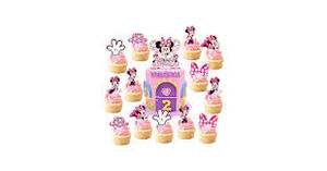 lot 14429 image: 25pcs Minnie Cake Decorations with 24pcs Cupcake Toppers, 1pcs Cake Topper for Minnie Birthday Party Supplies
