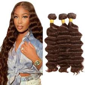 lot 18218 image: #4 Brown Bundles Human Hair Chocolate Loose Deep Wave Bundles 28 30 32 Inch Unprocessed Brazilian Virgin Hair Deals Quick Weave Hair Extensions 3 Bundle 50 Gram Per Bundle For Woman