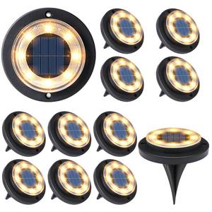 lot 1332 image: Flacchi Solar Lights Outdoor Waterproof - 2-in-1 Solar Powered Ground Lights Outdoor Solar Disk Light Landscape Light for Deck Step Patio Yard Pathway Walkway Driveway Garden (Warm White, 12 Pack)