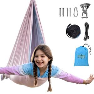 lot 1351 image: OUTREE Sensory Swing, Double Layer Therapy Swing with 360° Swivel Hanger, Healing & Relaxing Cuddle Sensory Swing for Kids and Adults with Autism, ADHD, Sensory Processing Disorder(Pink and Gray)