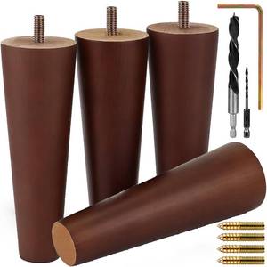 lot 1352 image: Airy Abode Premium Walnut Wood Furniture Legs (Full Install Kit) - Pick Your Size and Color