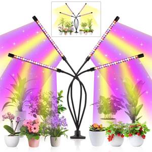 lot 1353 image: shalaker Grow Lights for Indoor Plants,80 LED Plant Lights with Full Spectrum & Red Blue Spectrum, 10 Dimmable Level, 3912H Timer,3 Switch Modes, Adjustable Gooseneck,4 Heads Clip-On