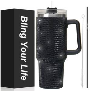 lot 1357 image: WINCHERRIA 40oz Rhinestone Bling Tumbler with Handle and 2 Straw,Glitter Travel Mug with Lid,Rhinestone Water Bottle,Diamond Vacuum Insulated Stainless Steel Cup for Girls Women (Purple)