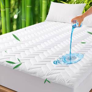 lot 1359 image: Unilibra Queen Size Waterproof Mattress Pad Rayon Made from Bamboo, Quilted Breathable Mattress Protector, 6-25 Deep Pocket Fitted Mattress Cover White