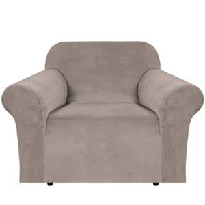 lot 1363 image: H.VERSAILTEX Stretch Velvet Armchair Cover Couch Covers 1 Cushion Chair Slipcover for Living Room Furniture Cover Crafted from Thick Comfy Rich Velour (Chair 31-49, Taupe)