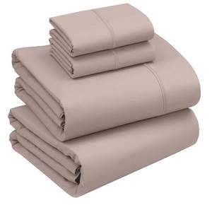 lot 1366 image: RUVANTI 100% Cotton Percale Sheets King Size �� Crisp Cooling Bed Sheets for Hot Sleepers, Deep Pocket 16, Soft Breathable & Durable Hotel-Style 4 Piece Set, Warm Mocha
