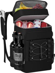 lot 1376 image: MIYCOO Cooler Backpack - 40 Cans Insulated Backpack Cooler for Men & Women, Portable 2 Leak Proof Compartments Coolers Bag for Beach Travel Picnic Lunch Hiking BBQ Camping, Black, 28L
