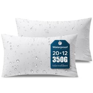 lot 1393 image: Phantoscope Premium Outdoor Pillow Inserts - Pack of 2 Square Form Water Resistant Decorative Throw Pillows, Couch Sham Cushion Stuffer 12 x 20 inches