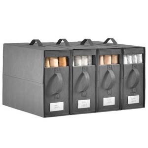 lot 1394 image: Freebat Bed Sheet Organizers,4 Pack Linen Closet Organizers and Storage, Foldable Bedding Organizer for Bedsheets, Duvet Covers and Pillow(Queen or King Size), Sheet Storage for Closet with Window