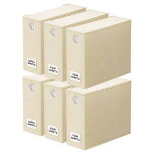 lot 1395 image: SpaceAid 6 Pack Bed Sheet Organizers and Storage, Foldable Sheet Organizer for Linen Closet, Sheets Set Folder Keeper with Window XL (Queen & King Size) Bedding Container (Beige, 6 Pack)