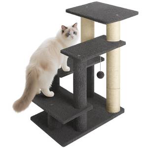 lot 1400 image: 4-Step Pet Steps for CatsDogs, Cat Stairs with Sisal Scratching Post, Cat Steps for Older Cats with Enlarge Perch, Pet Stairs for High Bed and Couch, Gray