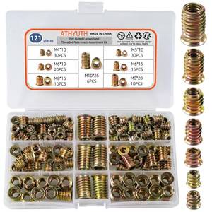 lot 2318 image: Threaded Inserts for Wood, 121 Pieces Zinc Plated Steel Thread Insert Nuts Assortment kit for Hardwoods, Hex Socket Flanged Threaded Wood Inserts M4 M5 M6 M8 M10 Screw Inserts for Wooden Furniture