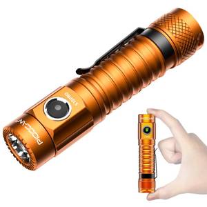 lot 2320 image: PIOOCAN S10Pro LED Flashlight Rechargeable,Bright Flashlight 2500 Lumen,Tactical EDC Flashlight Magnetic Base,Mini Size Waterproof Flash Lights for Outdoor,Home,Gifts,Collections,Tools (Orange)