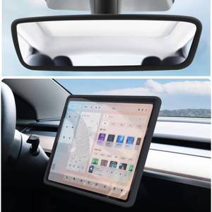 lot 2328 image: AILYBER 2 PCS Protect Frames for Tesla Model 3Y 2026 2025 Screen and Rear View Mirror Center Console Decoration Accessories, Silicone White