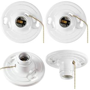 lot 2330 image: Saysurey 4 Pcs Keyless E26 Lamp Holder with Pull Chain - Medium Base 660w Ceiling Mount Socket White Light Fixture for LED & Incandescent Bulbs (Phenolic Resin)